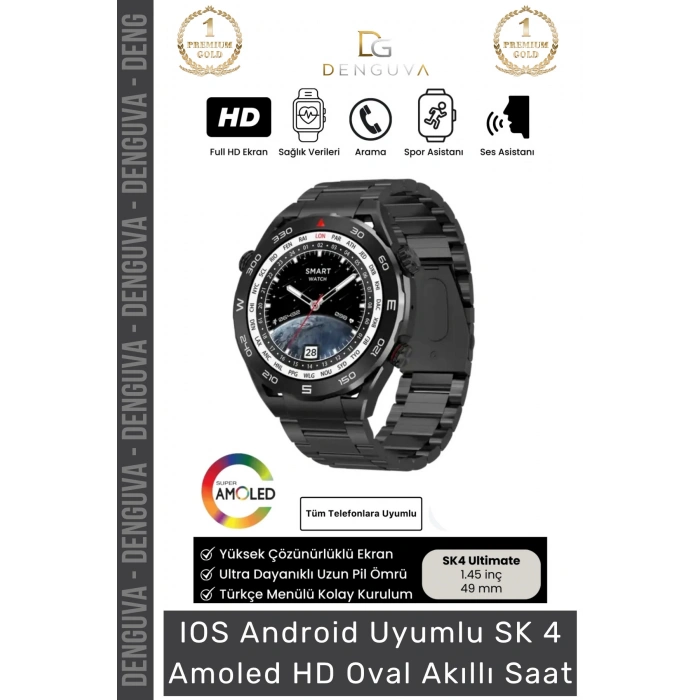 #AkıllıSaat Amoled Ekranlı Gri Metal Kordonlu GPS NFC Su Geçirmez IOS Android Uyumlu Akıllı Saat