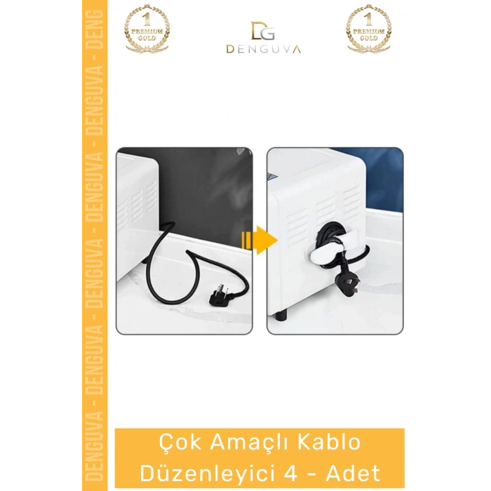 #KabloAparatı Mutfak Çok Amaçlı Kablo Toplayıcı Aparat Kahve Siyah Sarma Düzenleyici - 4 -Adet
