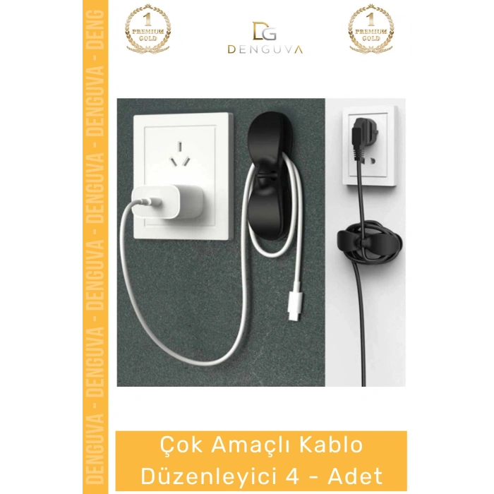 #KabloAparatı Mutfak Çok Amaçlı Kablo Toplayıcı Aparat Kahve Siyah Sarma Düzenleyici - 4 -Adet