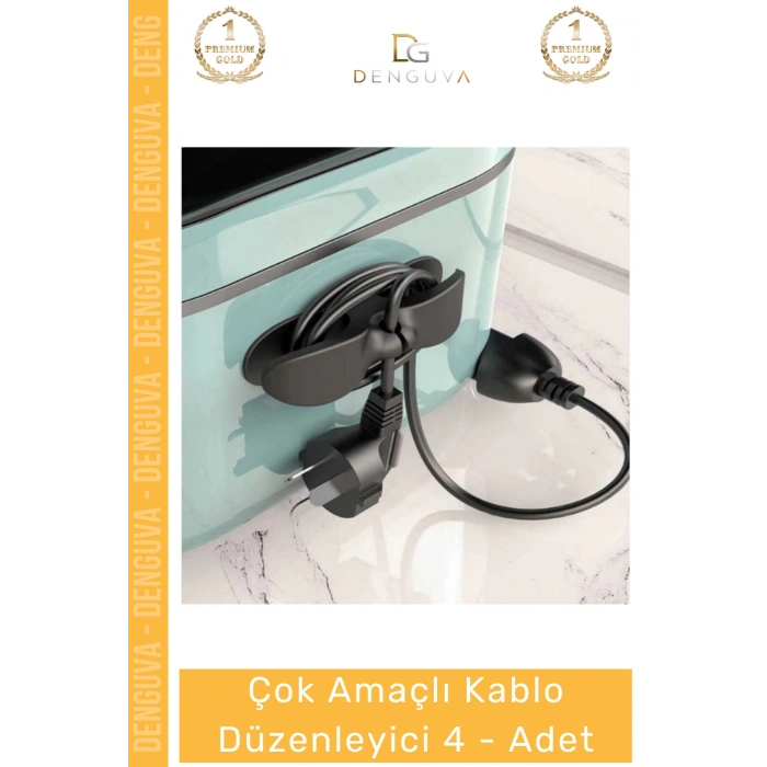 #KabloAparatı Mutfak Çok Amaçlı Kablo Toplayıcı Aparat Kahve Siyah Sarma Düzenleyici - 4 -Adet