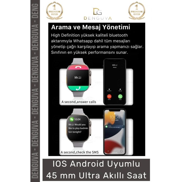 #AkıllıSaat Watch8 Ultra 2023 Smart Watch Su Geçirmez Nabız Ölçer iOS Android 45mm Ultra Akıllı Saat