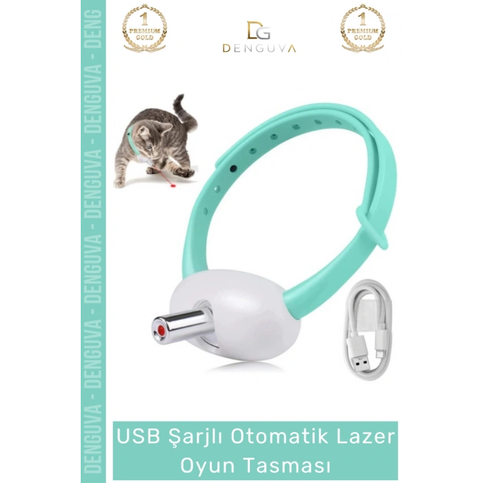 #KediLazeri Otomatik USB Şarjlı İnteraktif Ayarlanabilir Silikon Kapanma Kedi Lazer Oyun Tasması