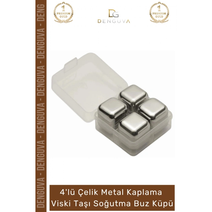 #BuzKüpü Gold Kaplama Paslanmaz Çelik Viski Taşı Metal Hızlı Soğutucu Seti Taşı Soğutma Buz Küpü