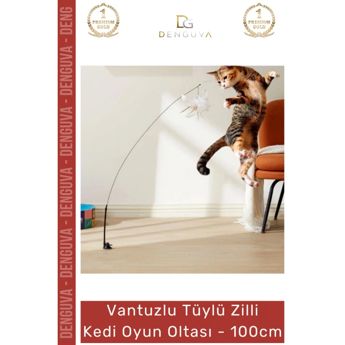 #KediOyuncağı Vantuzlu İnteraktif Sağlam Kaliteli Avcılık Eğitici Zemin Tüylü Zilli Kedi Oyun Oltası