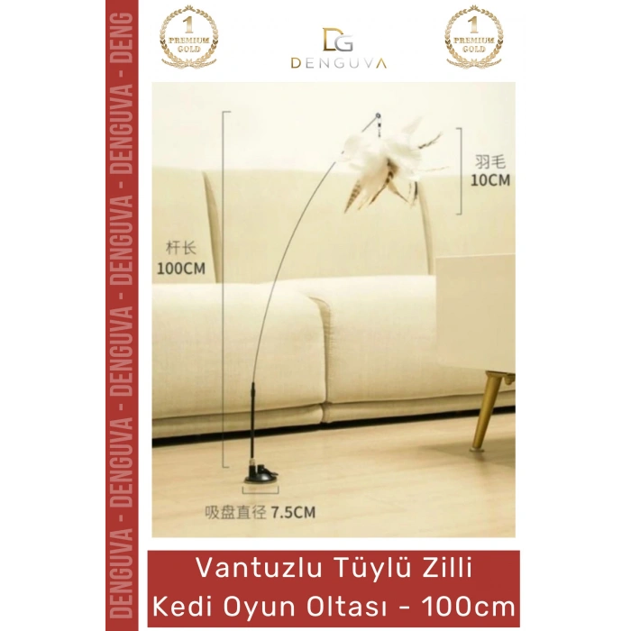 #KediOyuncağı Vantuzlu İnteraktif Sağlam Kaliteli Avcılık Eğitici Zemin Tüylü Zilli Kedi Oyun Oltası