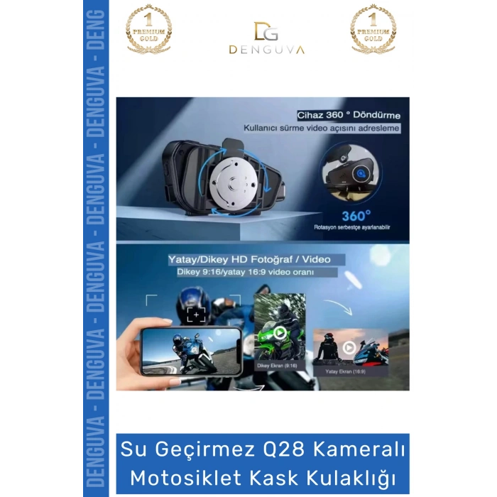 #KaskKulaklığı Q28 Bluetooth 53 HD 1080P IPX6 Su Geçirmez Interkom Kameralı Motosiklet Kask Kulaklığı