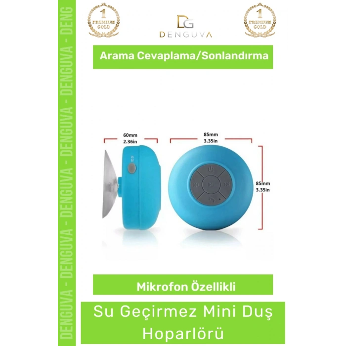 #Hoparlör Bluetooth Su Geçirmez Vantuzlu Dahili Mikrofonlu Kablosuz Şarjlı Duş Kamp Sahil Hoparlör