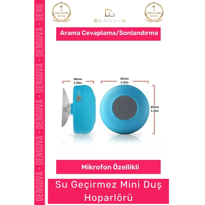 #Hoparlör Bluetooth Su Geçirmez Vantuzlu Dahili Mikrofonlu Kablosuz Şarjlı Duş Kamp Sahil Hoparlör