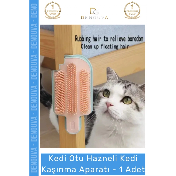 #KediTarama Kedi Otu Hazneli Duvar Tipi Masaj Fırçası Tüy Temizleme Kendi Kendine Kaşınma Tarama Aparatı - 1 Adet