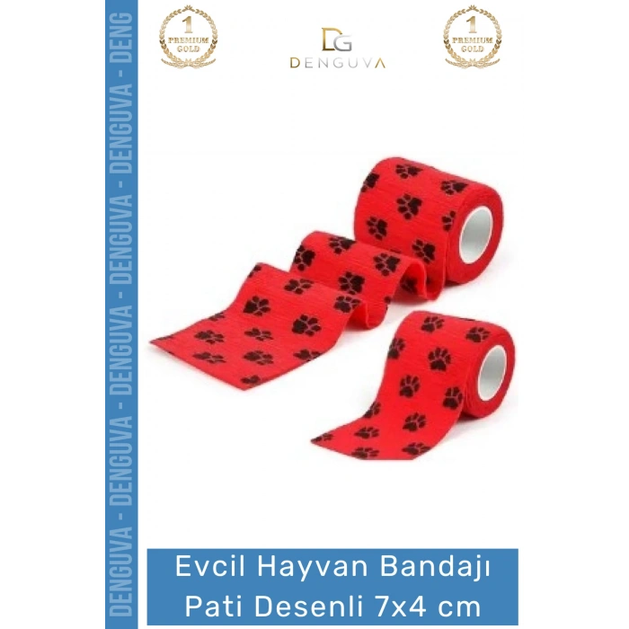 #SargıBandı Pati Desenli Kohezif Bandaj Kedi Köpek Medikal Sargı Bandı Esnek Suya Dayanıklı 7x4 cm - 1 Adet
