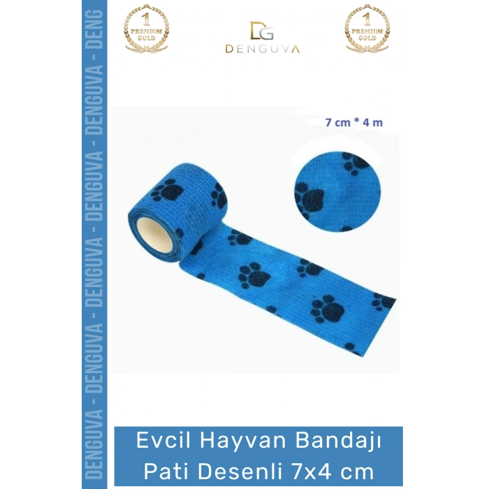 #SargıBandı Pati Desenli Kohezif Bandaj Kedi Köpek Medikal Sargı Bandı Esnek Suya Dayanıklı 7x4 cm - 1 Adet