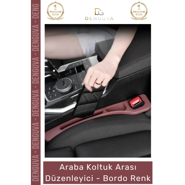 #AraçOrganizer Araç İçi Organizer İkili Set Premium Deri Araba Yan Cep Koltuk Arası Düzenleyici Bordo