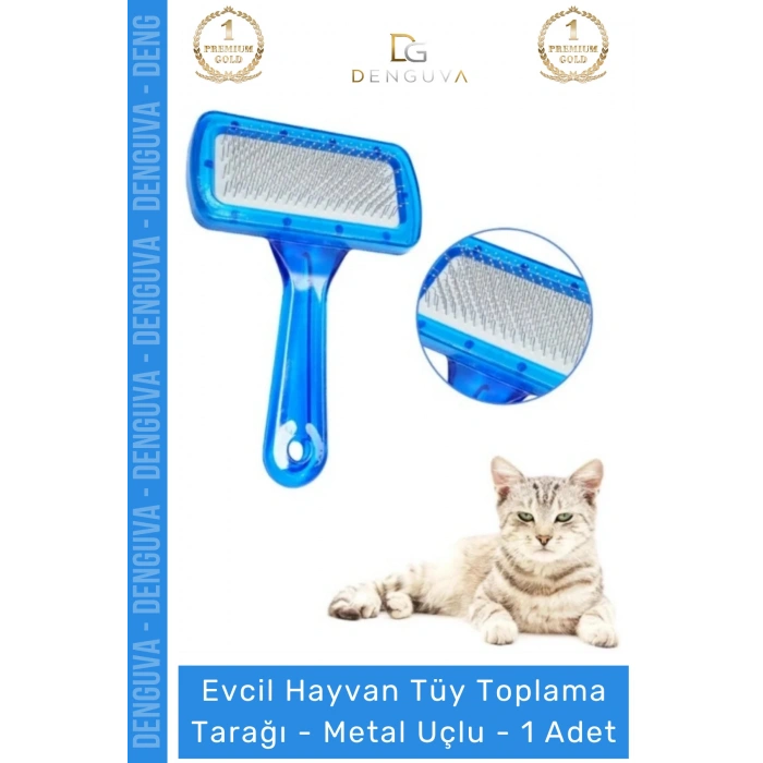 #KöpekTarağı Kedi Köpek Pet Bakım Profesyonel Ergonomik Saplı Kaliteli Tüy Toplama Tarağı Metal Uçlu - 1 Adet