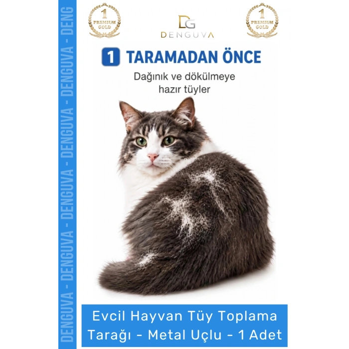 #KöpekTarağı Kedi Köpek Pet Bakım Profesyonel Ergonomik Saplı Kaliteli Tüy Toplama Tarağı Metal Uçlu - 1 Adet