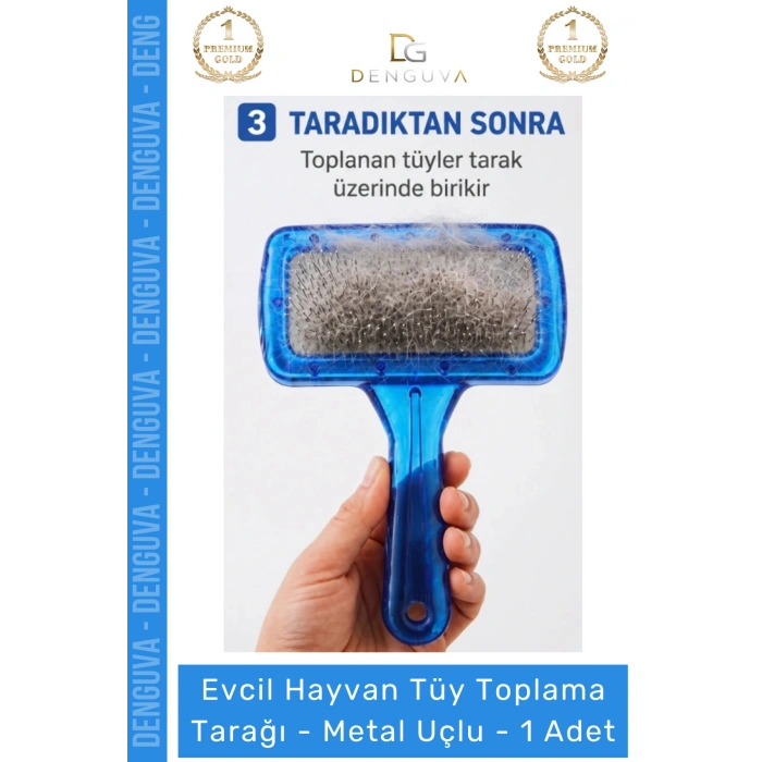 #KöpekTarağı Kedi Köpek Pet Bakım Profesyonel Ergonomik Saplı Kaliteli Tüy Toplama Tarağı Metal Uçlu - 1 Adet