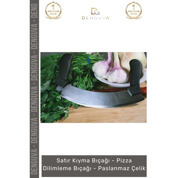 #Bıçak Paslanmaz Çelik Yarım Ay Kıyma Satır Profesyonel Bakalit Sap Pizza Dilimleme Bıçağı - 1 Adet