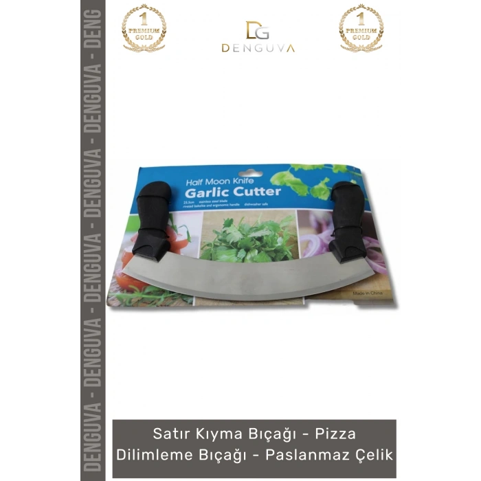 #Bıçak Paslanmaz Çelik Yarım Ay Kıyma Satır Profesyonel Bakalit Sap Pizza Dilimleme Bıçağı - 1 Adet