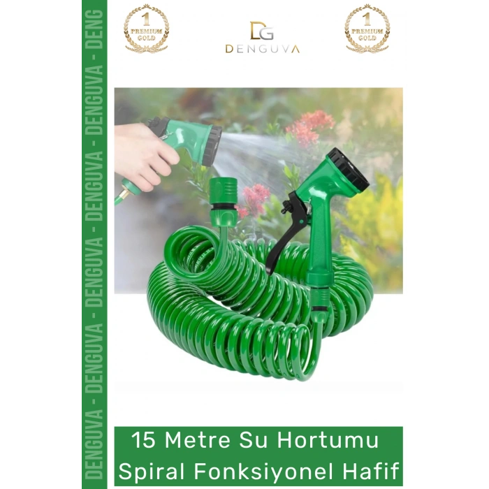 #Hortum Profesyonel Bahçe Bakımı Esnek Dayanıklı 15 Metre Su Hortumu Spiral Fonksiyonel Hafif