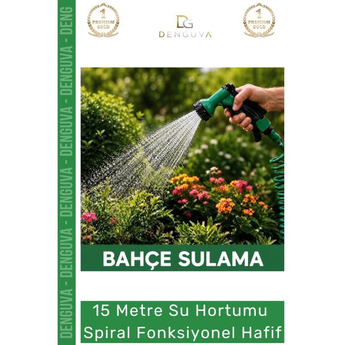 #Hortum Profesyonel Bahçe Bakımı Esnek Dayanıklı 15 Metre Su Hortumu Spiral Fonksiyonel Hafif