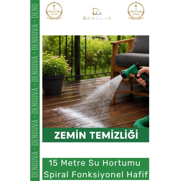 #Hortum Profesyonel Bahçe Bakımı Esnek Dayanıklı 15 Metre Su Hortumu Spiral Fonksiyonel Hafif