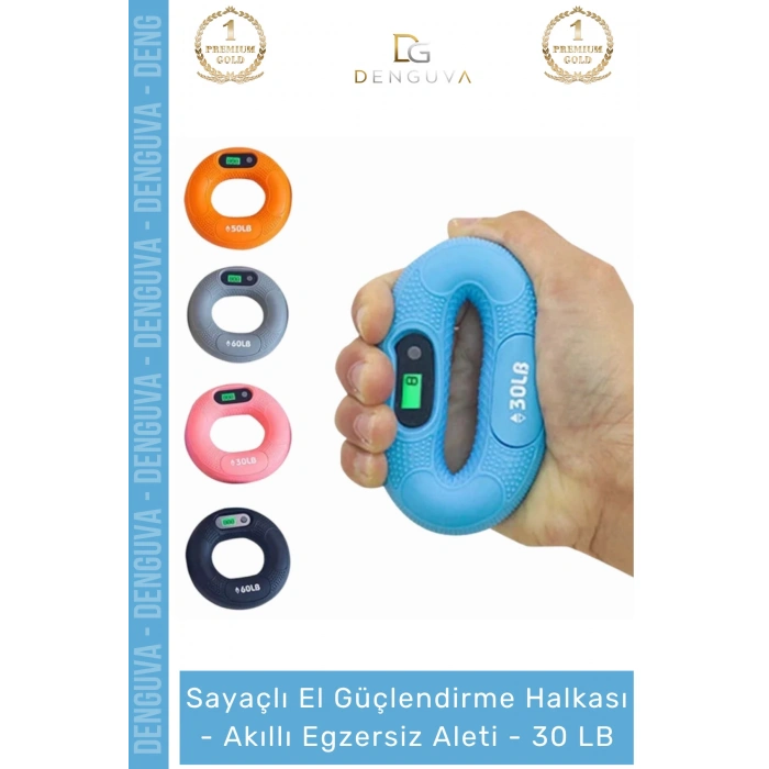 #ElYayı Dijital Ekranlı El Güçlendirici Bilek Antrenman Silikon Akıllı Egzersiz Aleti 30 LB - 1 Adet