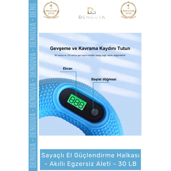 #ElYayı Dijital Ekranlı El Güçlendirici Bilek Antrenman Silikon Akıllı Egzersiz Aleti 30 LB - 1 Adet