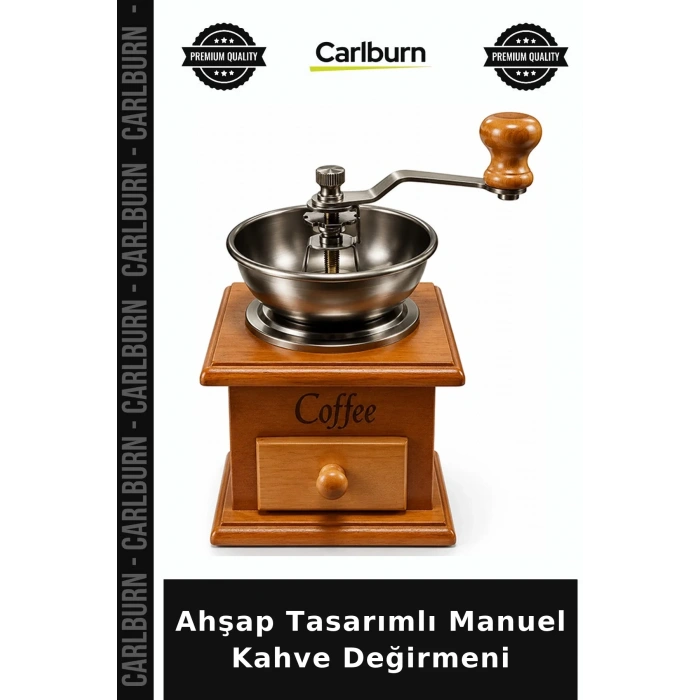 Ahşap Tasarımlı Manuel Kahve Değirmeni ve Öğütücü
