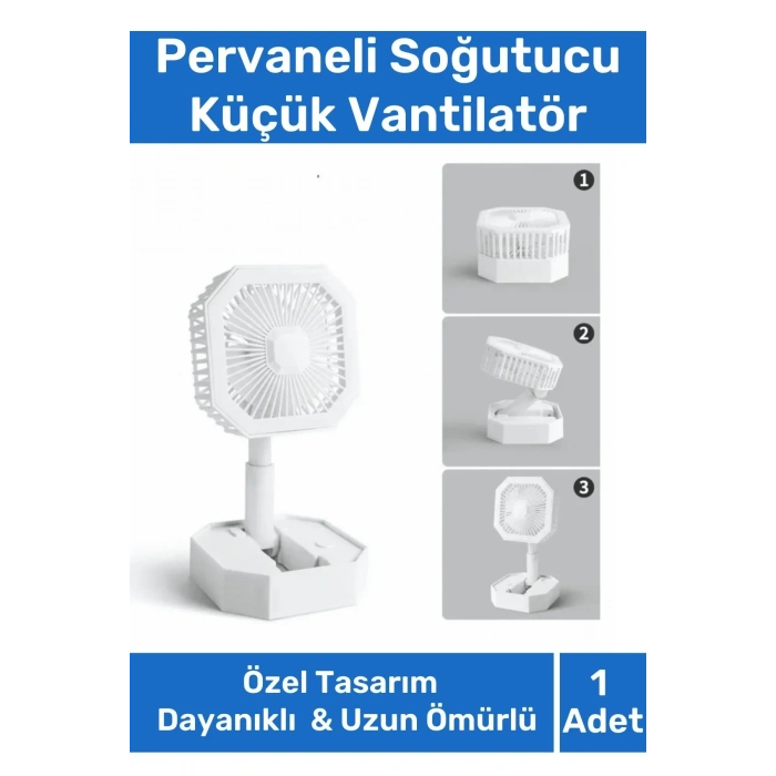 Deluxe Katlanabilir 2 Modlu Usb Şarjlı Sessiz Mini Fan Yelpazeli Pervaneli Soğutucu Vantilatör