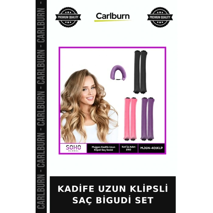 KADİFE UZUN KLİPSLİ SAÇ BİGUDİ SET Popüler Günlük Kullanım Kadın