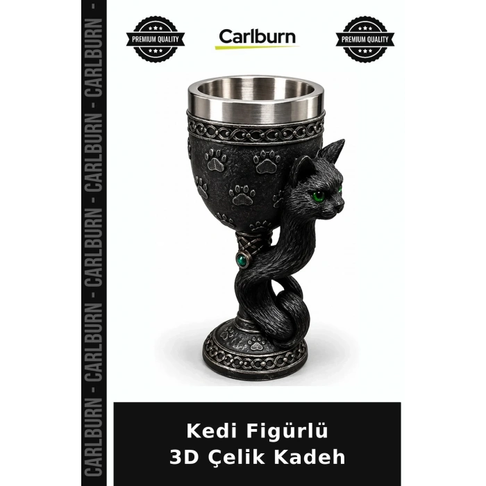 Kedi Figürlü 3D Paslanmaz Çelik Kadeh Bardak Alk6543