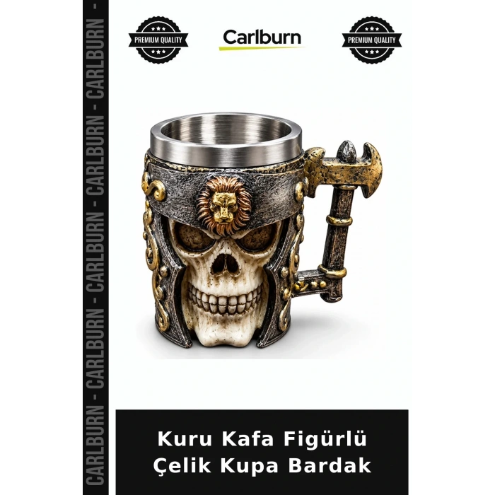Kuru Kafa Figürlü 3D Kabartmalı Paslanmaz Çelik Kupa Bardak