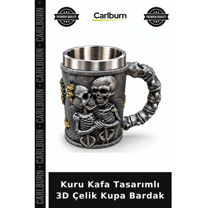 Kuru Kafa Tasarımlı 3D Paslanmaz Çelik Kupa Bardak