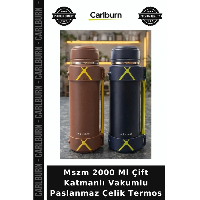 Mszm 2000 Ml Çift Katmanlı Vakumlu Paslanmaz Çelik Termos Sıcak Tutan Araba Aksesuarı