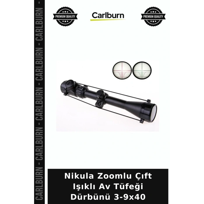 Nikula Zoomlu Çıft Işıklı Av Tüfeği Dürbünü 3-9x40 Silah Üstü Hedef Aracı