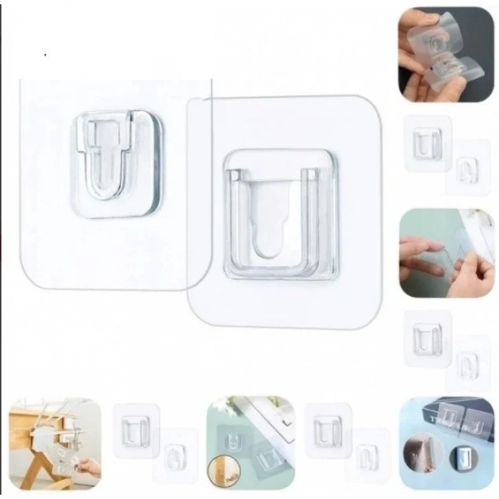 Özel Üretim Askı Şeffaf Düzenleyici Geçmeli Klips Eşya Sabitleme Askısı 6lı Set