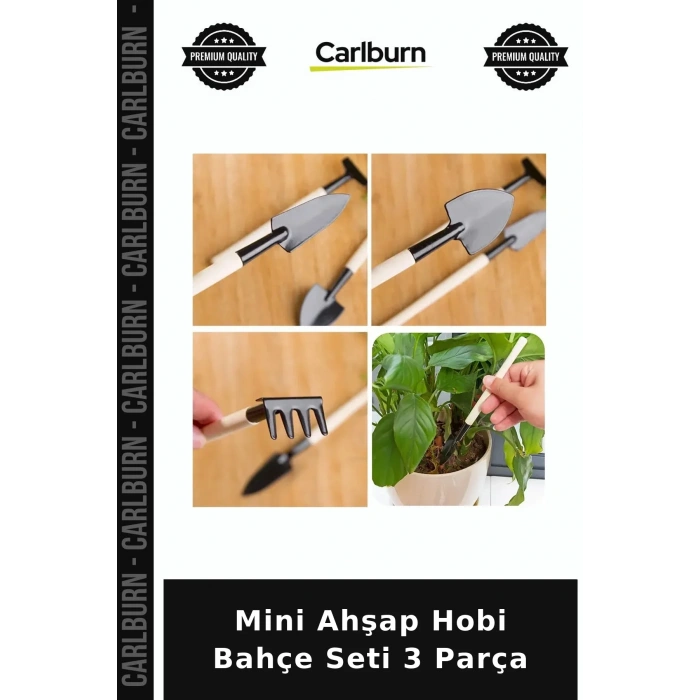 Özel Üretim Bitki Dikim Aksesuar Mini Ahşap Hobi Bahçe Seti 3 Parça