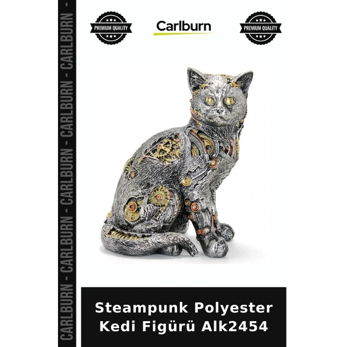 Özel Üretim Dekoratif Hediyelik Ev Aksesuarı Steampunk Polyester Kedi Figürü Alk2454