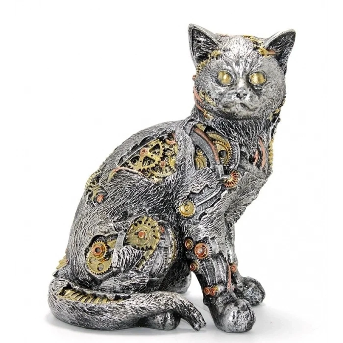 Özel Üretim Dekoratif Hediyelik Ev Aksesuarı Steampunk Polyester Kedi Figürü Alk2454