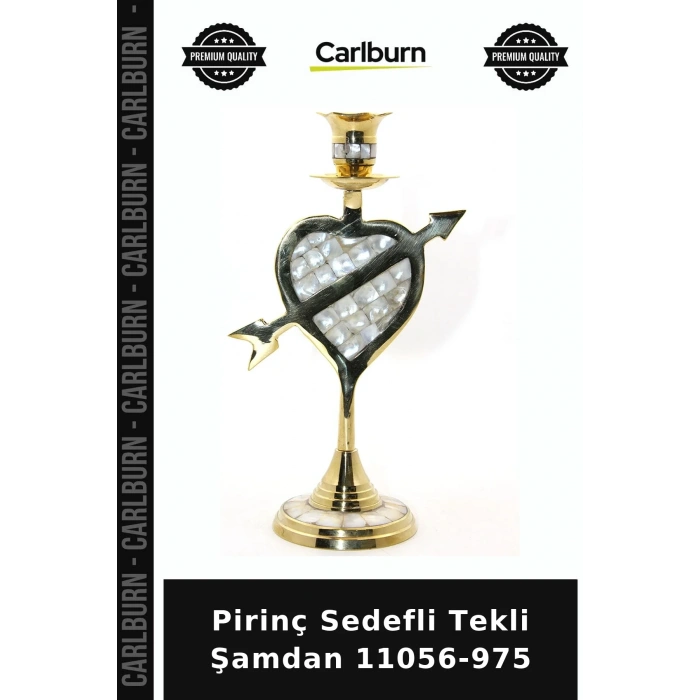 Özel Üretim Dekoratif Salon Masaüstü Şık Pirinç Sedefli Tekli Şamdan 11056-975