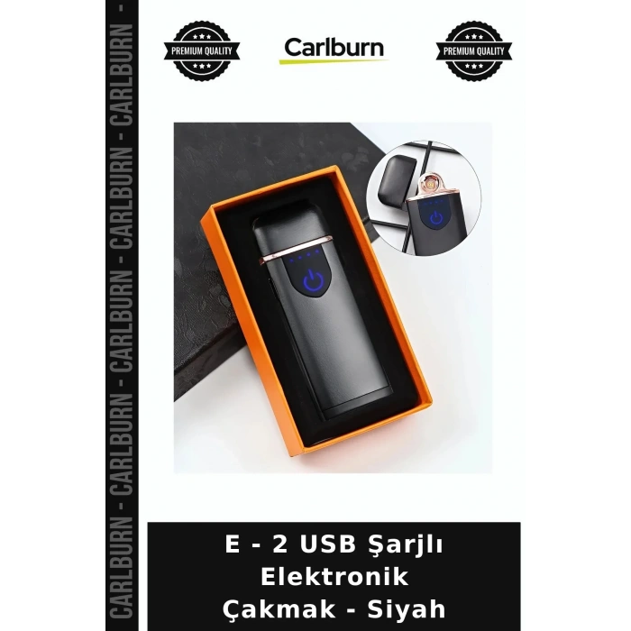 Özel Üretim E - 2 USB Şarjlı Elektronik Çakmak - Siyah
