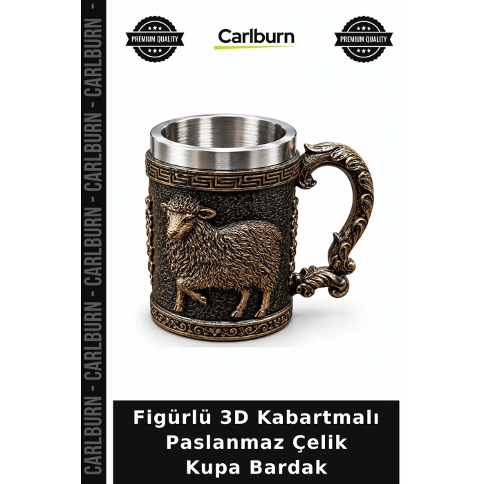 Özel Üretim Figürlü 3D Kabartmalı Paslanmaz Çelik Kupa Bardak