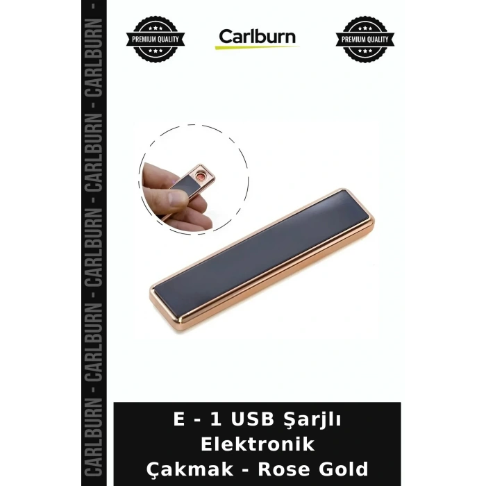 Özel Üretim Hediye Aksesuar E - 1 USB Şarjlı Elektronik Çakmak - Rose Gold