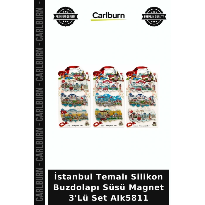 Özel Üretim Hediyelik Hatıra İstanbul Temalı Silikon Buzdolapı Süsü Magnet 3Lü Set Alk5811