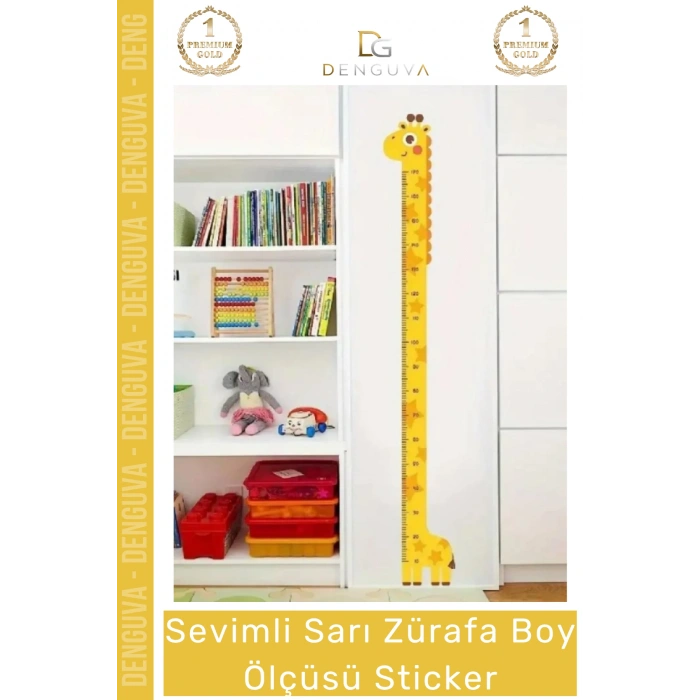 Özel Üretim İz Bırakmayan Çift Taraflı Bantlı Silinebilir Ev Sevimli Sarı Zürafa Boy Ölçüsü Sticker