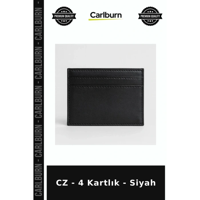 Özel Üretim Minimalist Deri Cüzdan Şık CZ - 4 Kartlık - Siyah