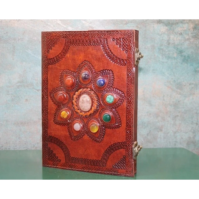 Özel Üretim Not Defteri Hediye Kişisel Ofis Şık Taşlı Deri Defter Ksk3157
