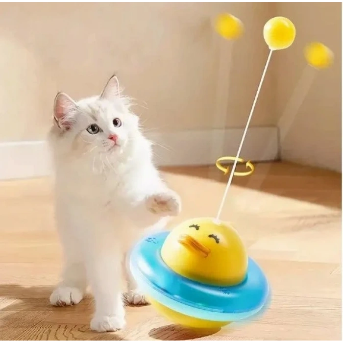 Özel Üretim Sevimli Eğlenceli Evcil Hayvan UFO Şekilli Ördek Kedi Oyuncağı