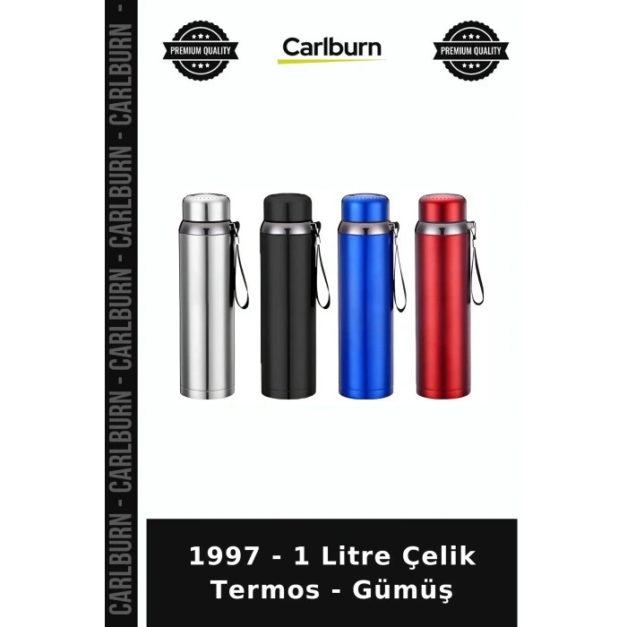 Özel Üretim Seyahat Kamp 1997 - 1 Litre Çelik Termos - Gümüş