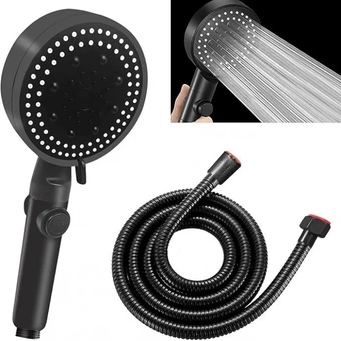 Özel Üretim Su Tasarruflu Esnek Hortumlu Banyo Pratik Duş Başlığı Seti 5 Mod