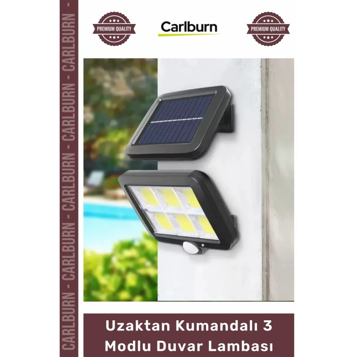 #Solar Aydınlatma 120 Cob Led Solar Panelli Sensörlü Uzaktan Kumandalı 3 Modlu Duvar Lambası